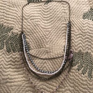 Multi Layered Beaded Statement Necklace with bow